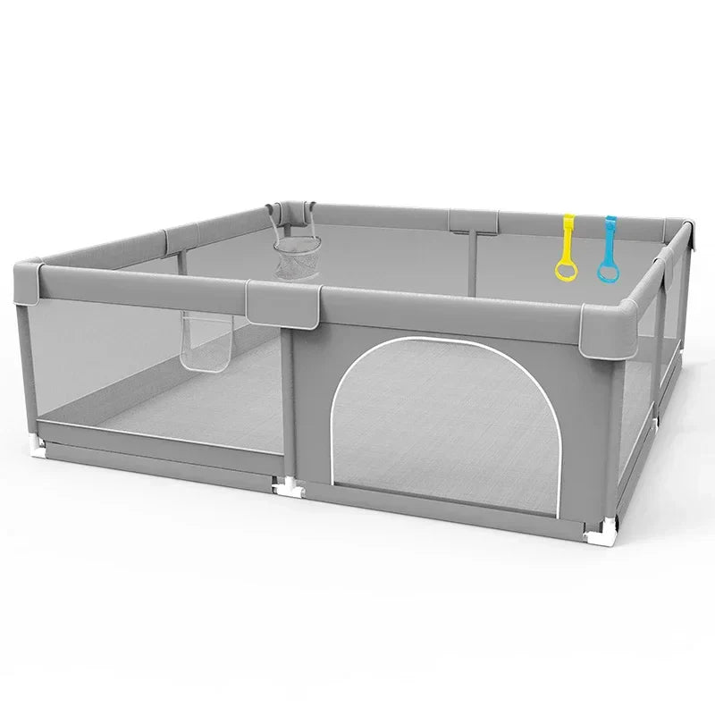 Parc Bébé Sécurisé Gris Clair – CozyPlay